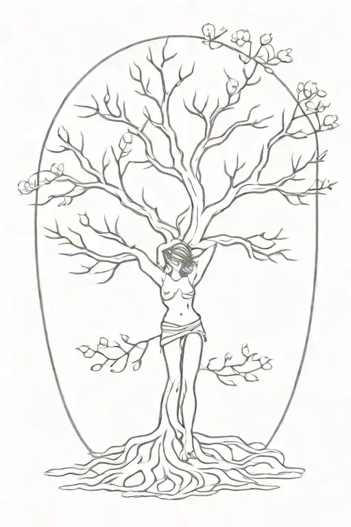 Tree Of Life With Woman Standing