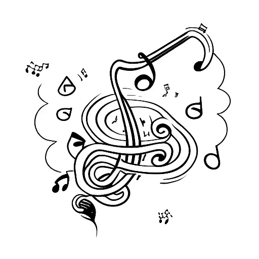 A Minimalistic Tattoo Of A Music Note Combined With A Cute Toy Car From Toy Story