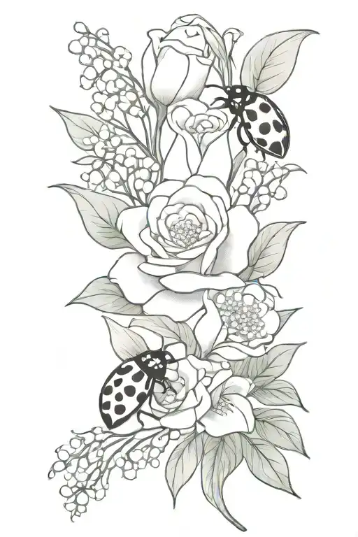 Ladybug 2 Roses 1 Lily Of The Valley Bouquet