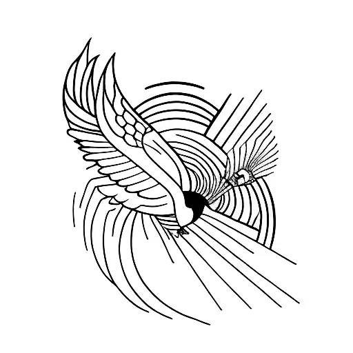 A Minimalist Tattoo Of A Silhouette Of A Fantail Bird In Flight