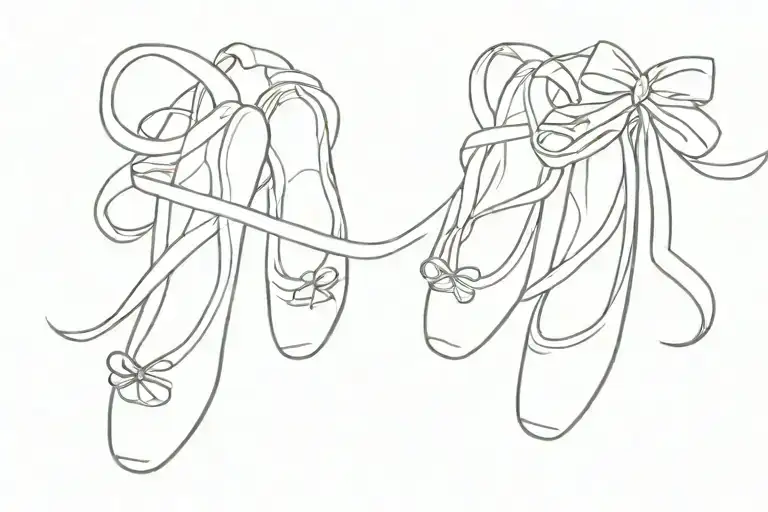 Lipstick Silhouette That Continues Along The Heartbeat Line And Ends With Ribbons Of Ballet Slippers