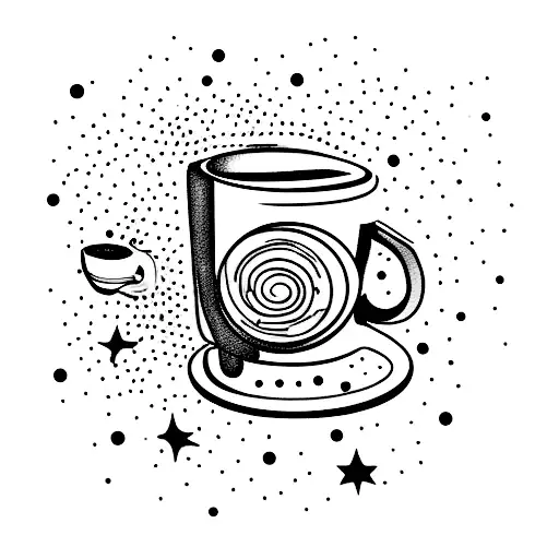 A Minimalist Tattoo Of A Galaxy Inside A Coffee Mug