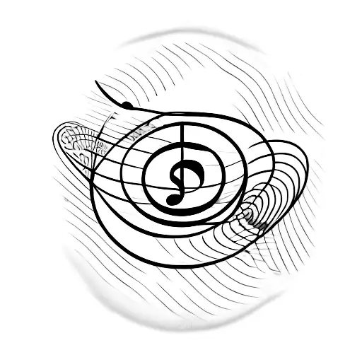 A Minimalist Tattoo Of A Music Note With A Planet Inside It