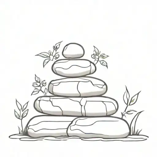 8 Stones Stacked Together With Invasive Vines With A Sunset Backdrop