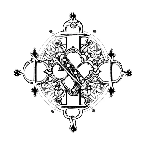 Christian Cross With Rosary