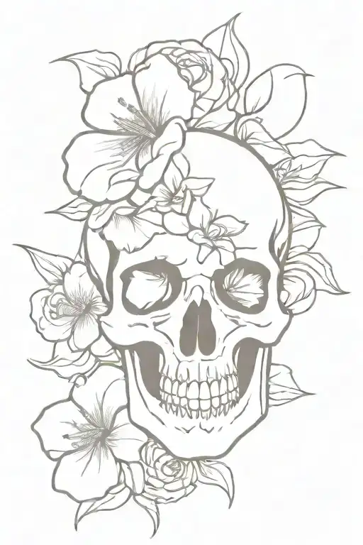 Skull And Flowers
