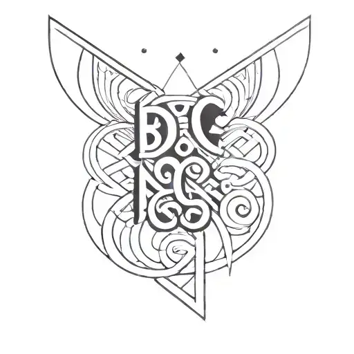 Overlapping Letters Tattoo Using The Word Bianca Jamie