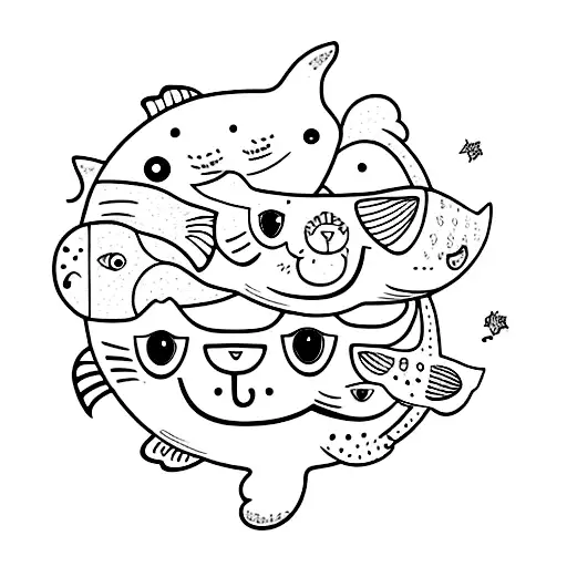 Cat Face On A Whale Cute Mix With Wjiskers And Fish In Backround