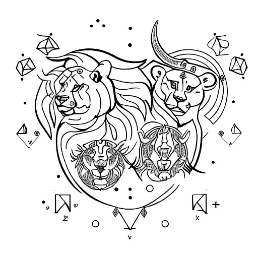 Couples Tattoo Using Zodiac Signs Where Leo Is Protecting Aries