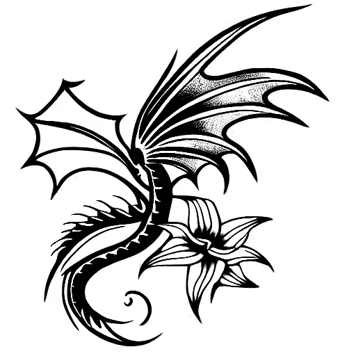 Dragon With Hurricane Lilies