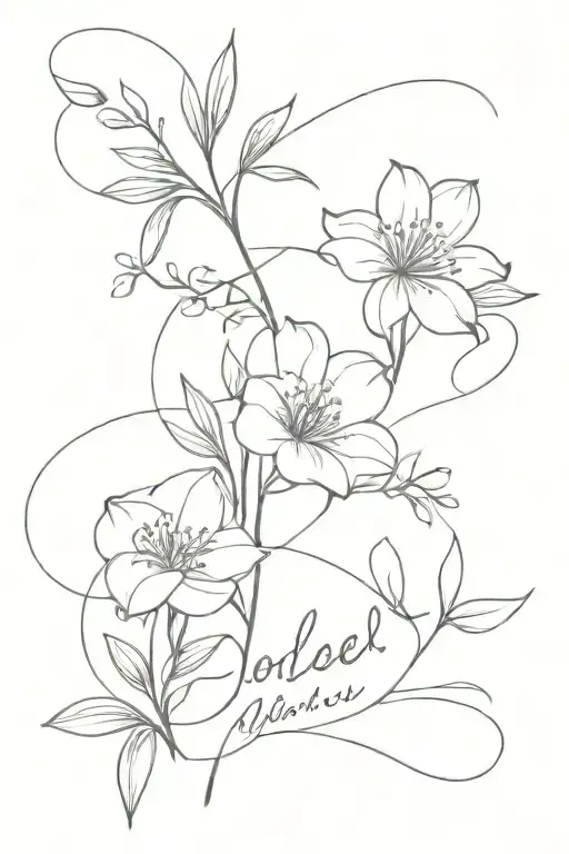 May October August Birth Flower Intertwined With Names Carter And James In Light Script Added