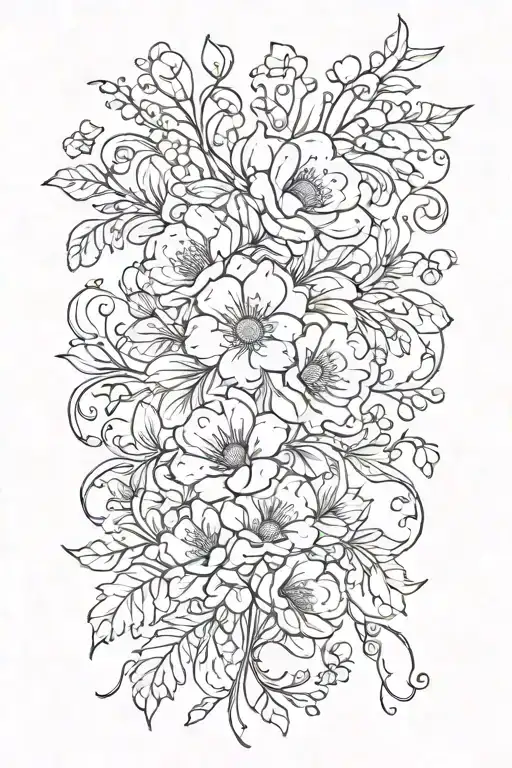 August And October Birth Flower Bouquet With Vines