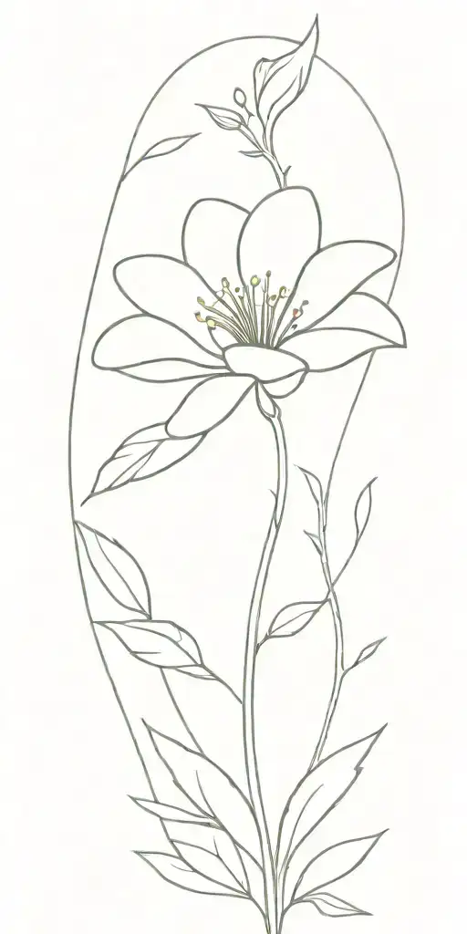 A Minimalist Design Of A Flower Blooming In A Forest Setting