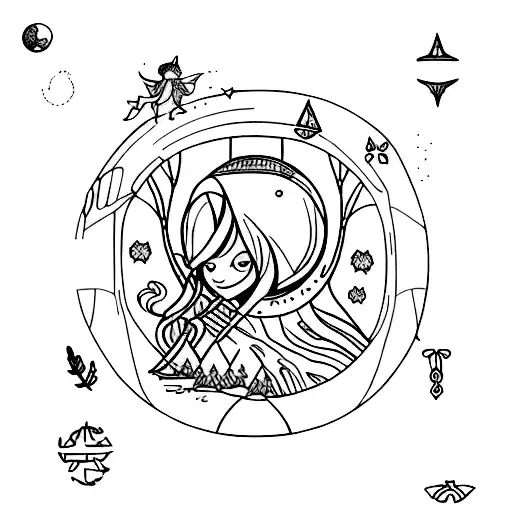 A Traveler Exploring A Mystical Forest With Fairies And Magical Creatures