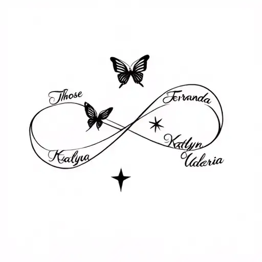 Fernanda Katlyn Valeria Those 3 Names Forming An Infinity With A Butterfly And A Star