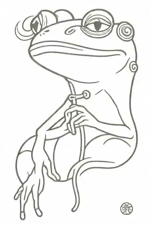 Thoughtful Frog With A Pipe In His Mouth