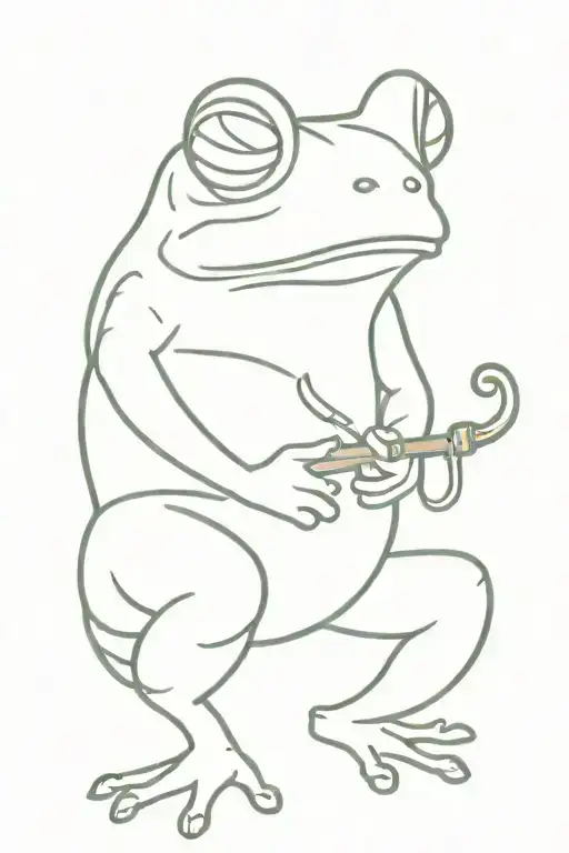 A Thoughtful Frog With A Pipe In Its Mouth