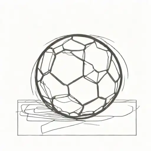 A Minimalist Tattoo Of A Soccer Ball With A Sketch Style Outline