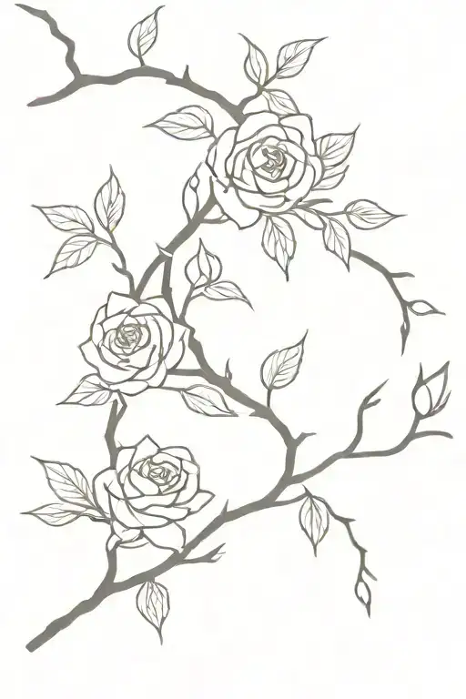 Rowan Tree Branch With Roses Over A Lake