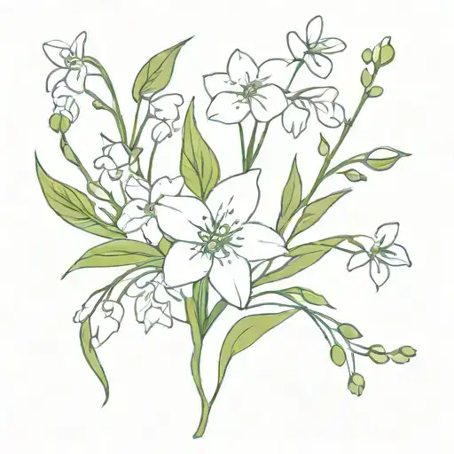 Lily Of The Valley Larkspur And Cosmos Bouquet