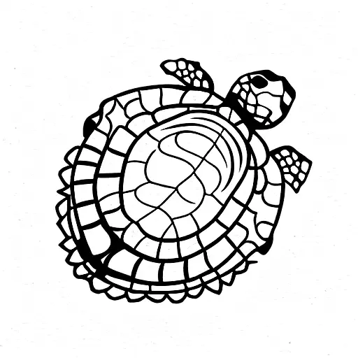 Turtle With Waves On Her Shell