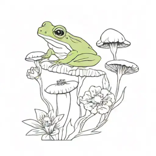 Frog And Mushroom And Carnation