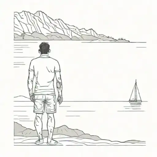 A Man Looking At The Vast And Immense Ocean And Nature