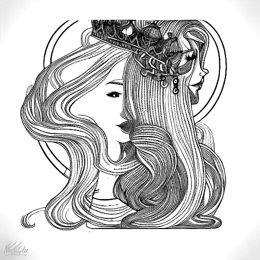 A Woman With Long Hair And A Crown