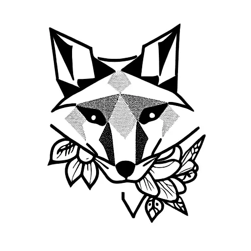 Geometric Fox In Flowers