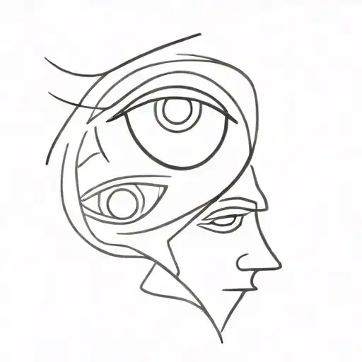Minimalist Black And White Abstract Tattoo Design Of Two Closed Male Eyes