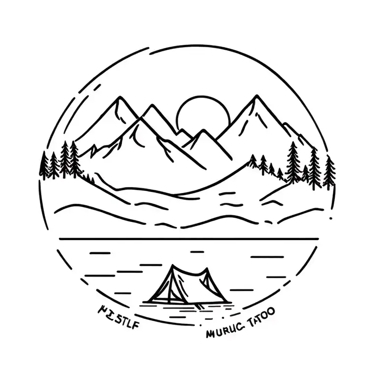 Camping Lake Beach Mountains Music