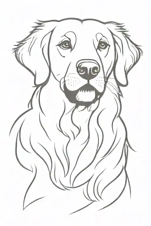 Golden Retriever Simple One Line Art