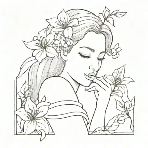 Fine Line Minimal Ophelia Related Tattoo Design
