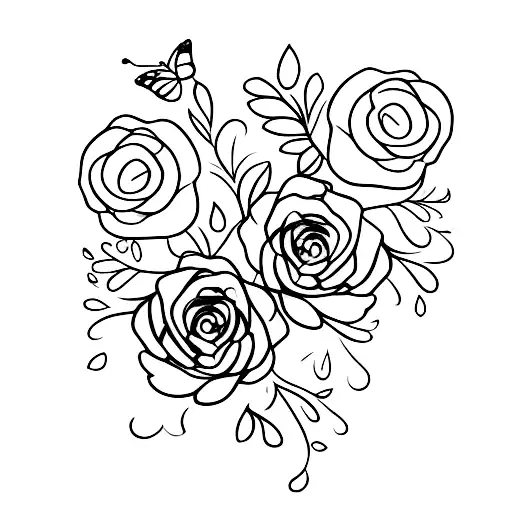 Flowers On A Vine Surrounded By Butterflies And Paw Prints Edgy Alternative