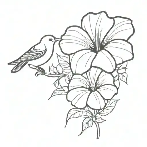 Morning Glory Tattoo With Bird