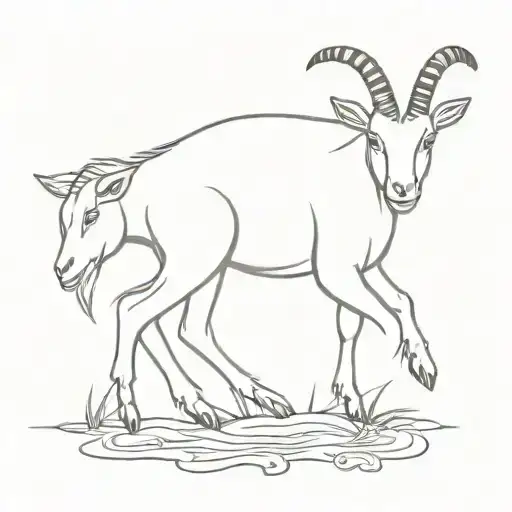 Half Goat Half Leo Cute Minimal Tatoo Degion In Meaning