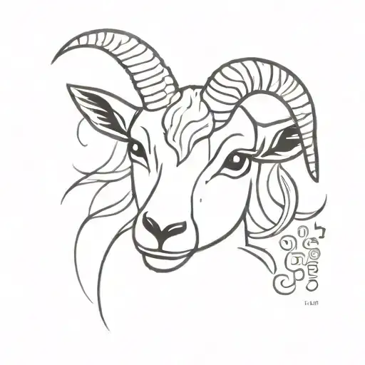 Half Goat Half Leo Cute Face Minimal Tatoo Degion In Meaning