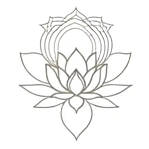 A Minimalist Tattoo Of A Lotus Flower With Gym Equipment & Om Symbol Hidden Within The Petals