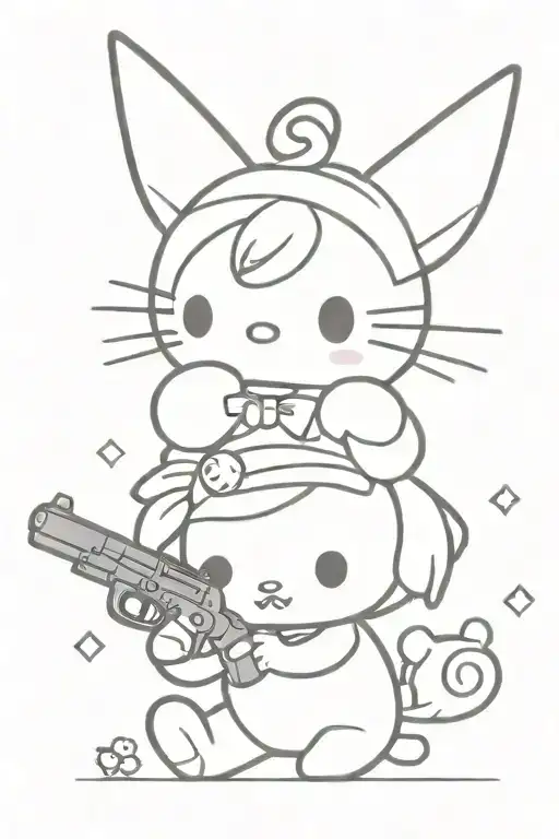 Cute And Creepy Sanrio Kuromi With A Gun
