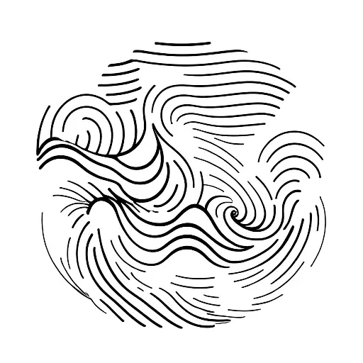 A Minimalist Representation Of A Mountain Peak And A Wave Intersecting