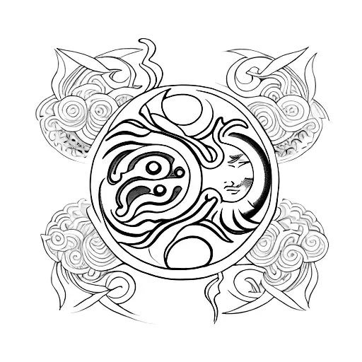 A Powerful Sun And Moon Yin Yang Symbol With Feminine Elements