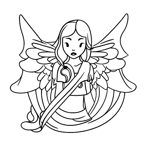 Cute Woman With Angel Wings Side View