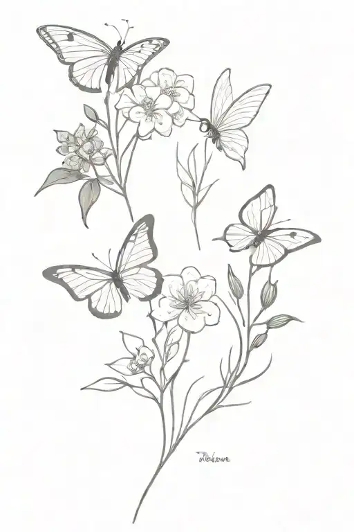 October And July Birth Flower Bouquet With Butterfly's