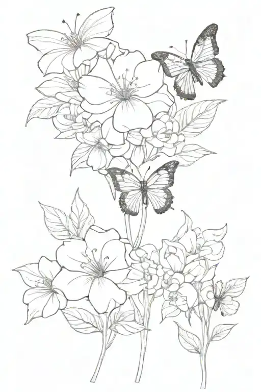 October And July Birth Flower Bouquet With Butterfly's