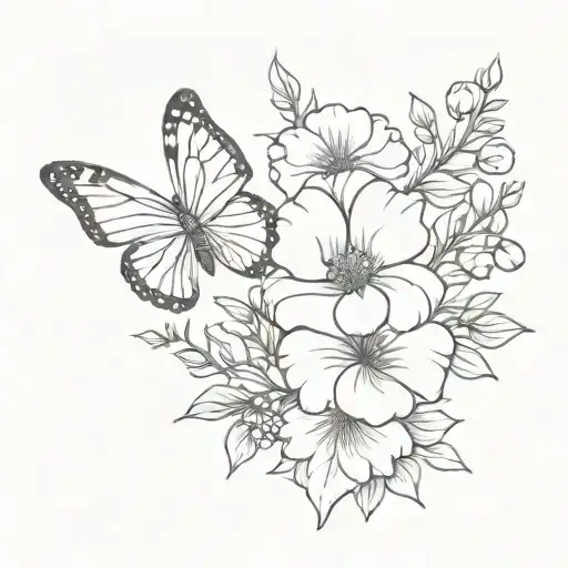 October And July Birth Flower Bouquet With Butterfly's