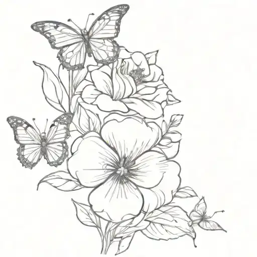 October And July Birth Flower Bouquet With Butterfly's