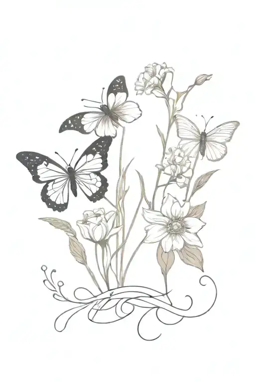 October And July Birth Flower Bouquet With Butterfly's