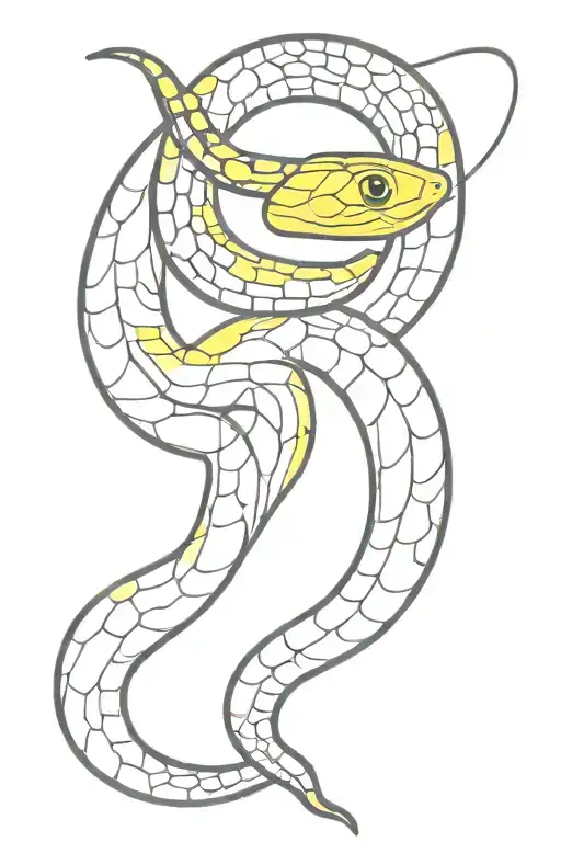 Black Grass Snake With Yellow Sponts On The Sides Of The Head