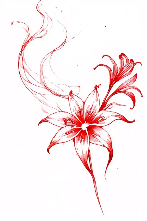 Smoke Swirling And Red Spider Lily Flower