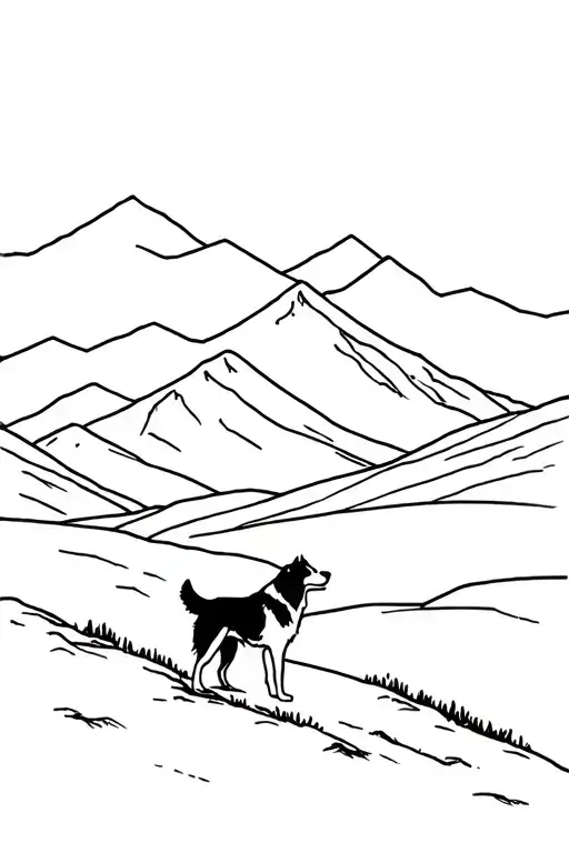 Guy And His Border Collie In The Mountains
